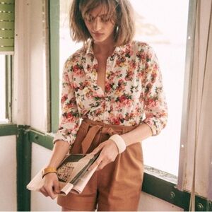 Sézane Pierro Shirt Bouquet De Rose Size 34/36 Button Down Feminine Floral Shirt